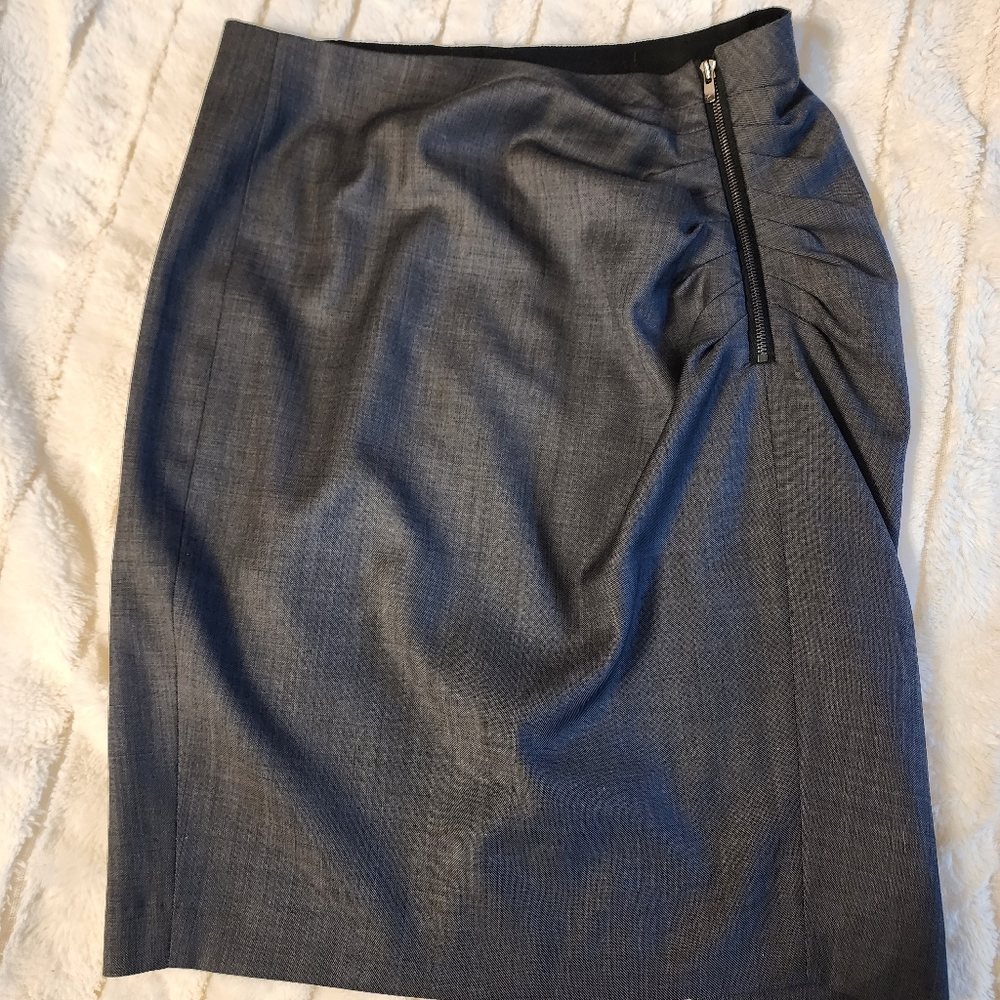 J CREW Charcoal Side Zip Ruched Pencil Skirt Size 00